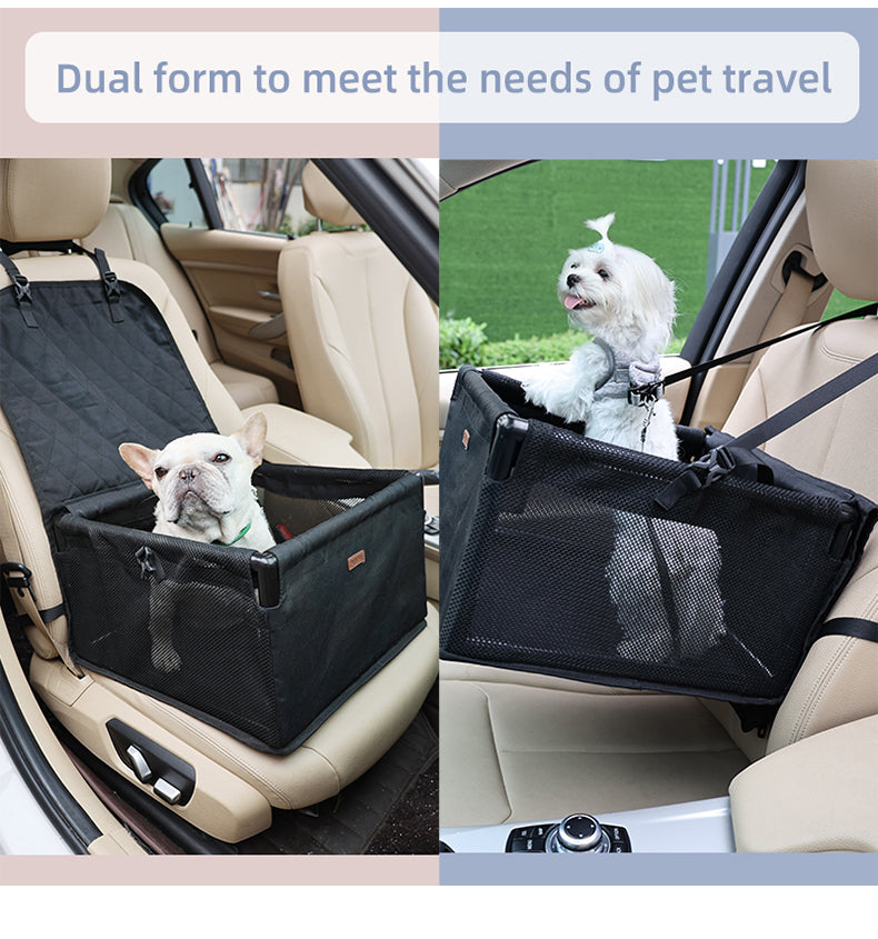 Luxury Dog Car Seat Bed - Reinforced Frame Pet Car Seat Cover for Front and Back Seat - Delicate Leather