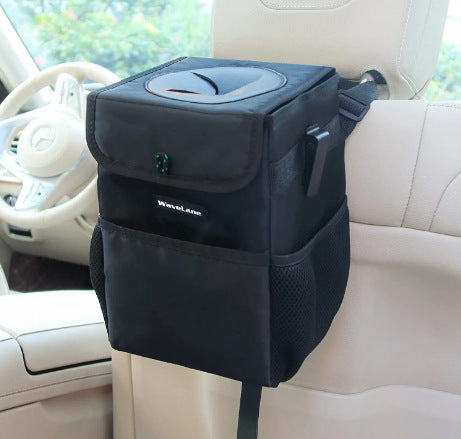 Foldable Waterproof Car Trash Can with Cup Holder - Shop Now! - Delicate Leather