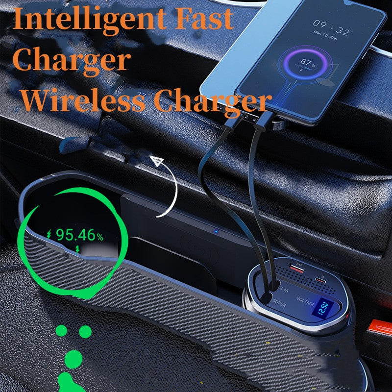 Wire Charger Car Seat Gap Filler Organizer - Multifunctional Car Seat Organizer & Auto Console Side Storage Box, Custom For All Cars - Delicate Leather
