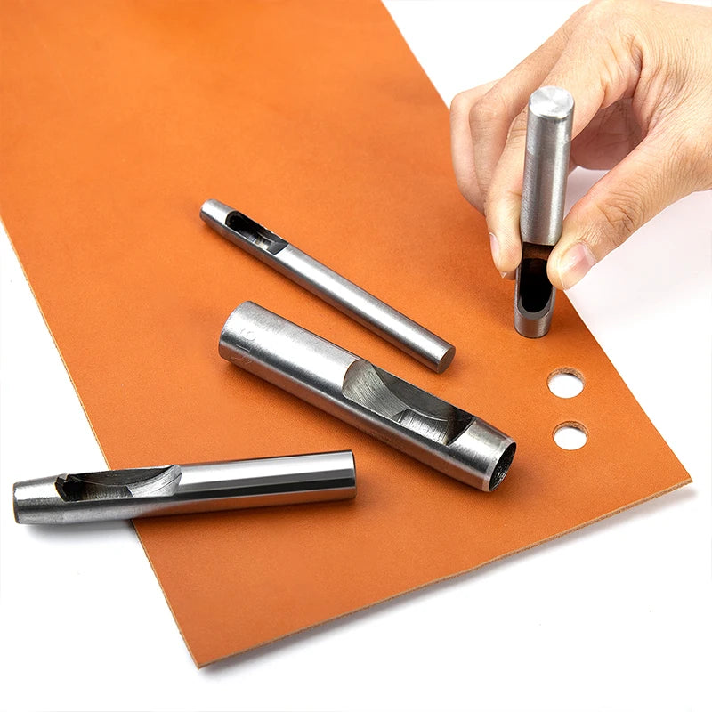5-15 Pcs Kit Hollow Punch Set - Round Hole Punch Tool for Leather Craft, Fabric, Plastics, Gasket Belt - Delicate Leather