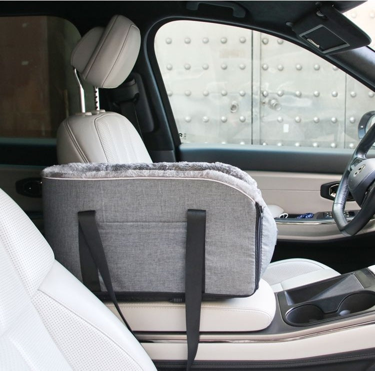 Dog Car Seat Center Console Seat Pet Booster for Small Dogs and Cats - Delicate Leather