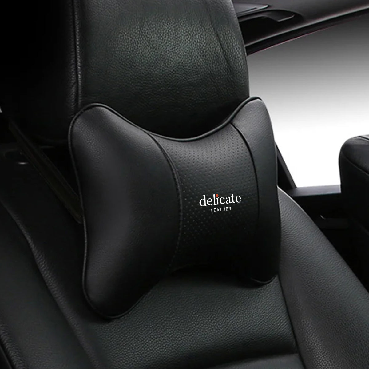 Universal Car Neck Pillow for Comfortable Support - Compatible with Most Auto Accessories and Filled with Fiber Material - Delicate Leather