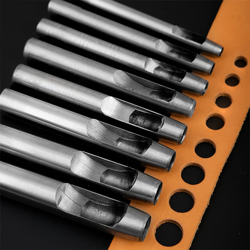 5-15 Pcs Kit Hollow Punch Set - Round Hole Punch Tool for Leather Craft, Fabric, Plastics, Gasket Belt - Delicate Leather