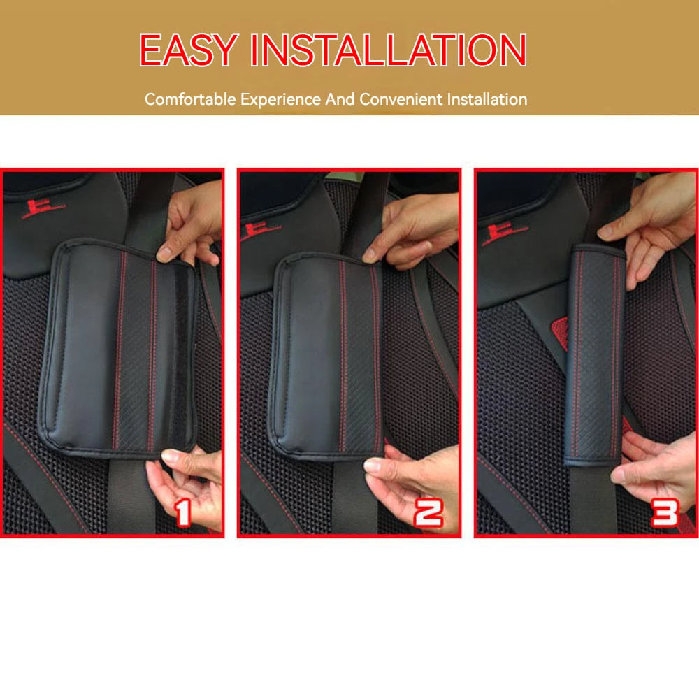 PU Leather Car Seat Belt Shoulder Pad, Breathable Safety Strap Protector for Car Interior Accessories - Delicate Leather