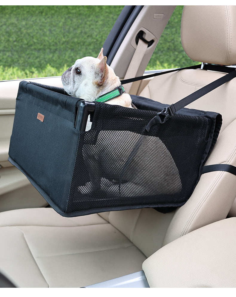 Luxury Dog Car Seat Bed - Reinforced Frame Pet Car Seat Cover for Front and Back Seat - Delicate Leather