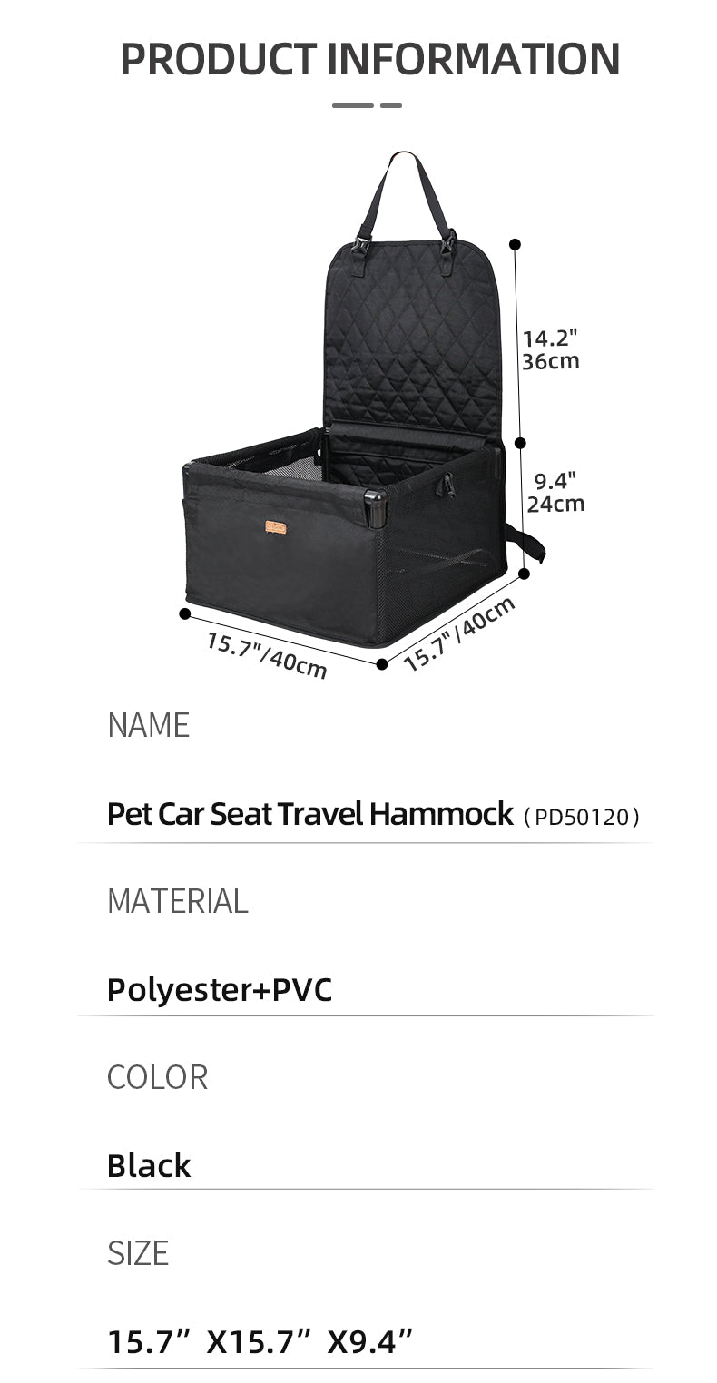 Luxury Dog Car Seat Bed - Reinforced Frame Pet Car Seat Cover for Front and Back Seat - Delicate Leather