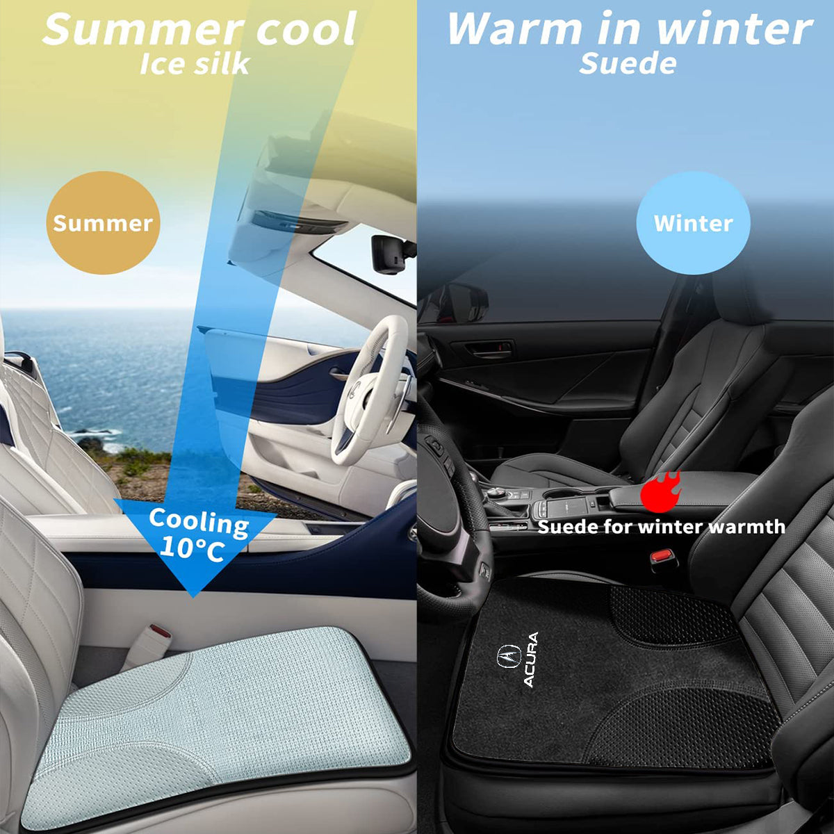 Custom Car Seat Cushion, Custom For Cars, Car Memory Foam Seat Cushion, Heightening Seat Cushion, Seat Cushion for Car and Office Chair - Delicate Leather