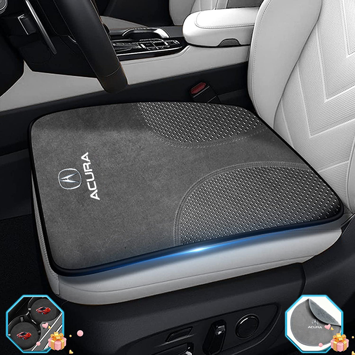 Custom Car Seat Cushion, Custom For Cars, Car Memory Foam Seat Cushion, Heightening Seat Cushion, Seat Cushion for Car and Office Chair - Delicate Leather