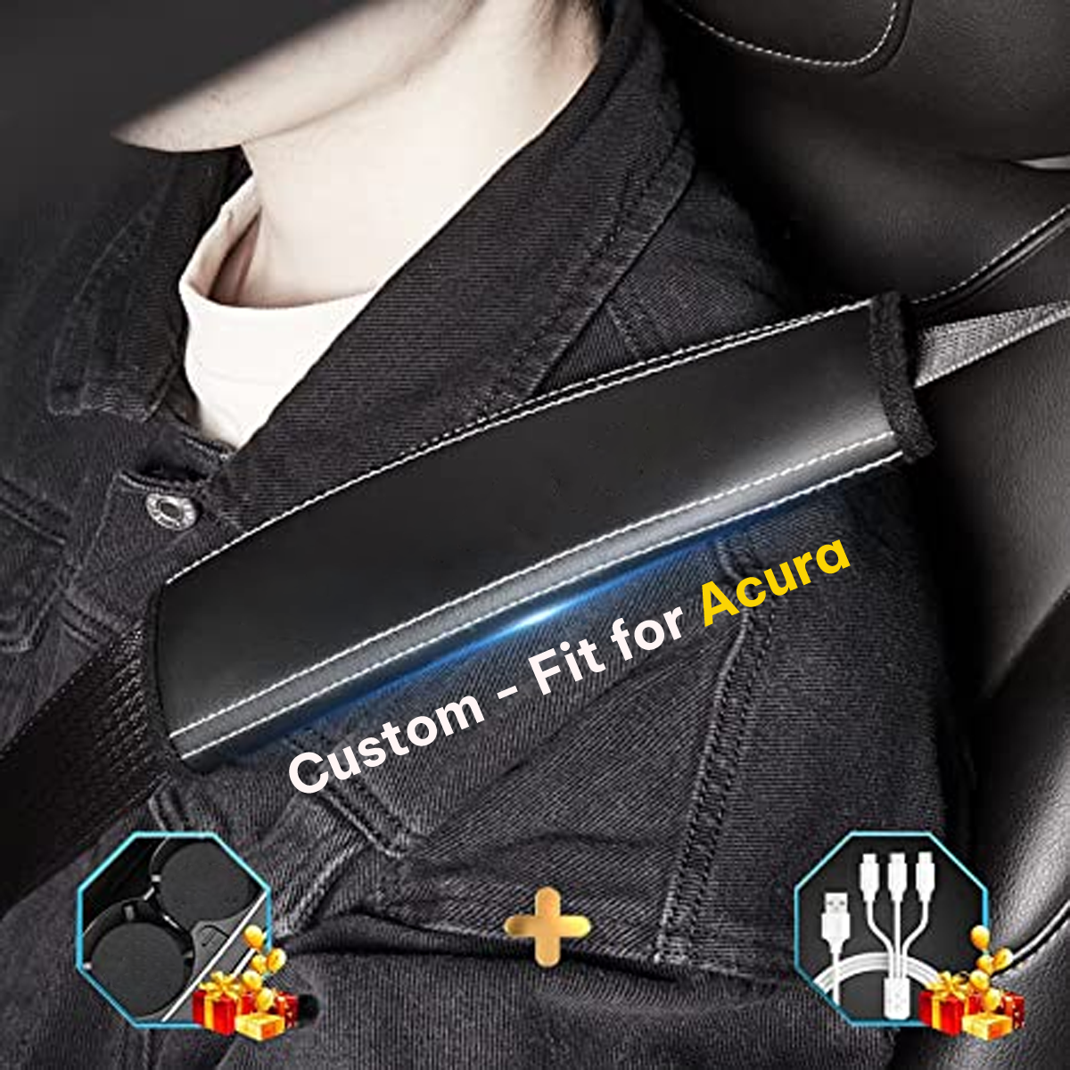 Car Seat Belt Covers (2PCS), Custom-Fit For Acura, Microfiber Leather Seat Belt Shoulder Pads for More Comfortable Driving, Car Accessories DLAC238 - Delicate Leather