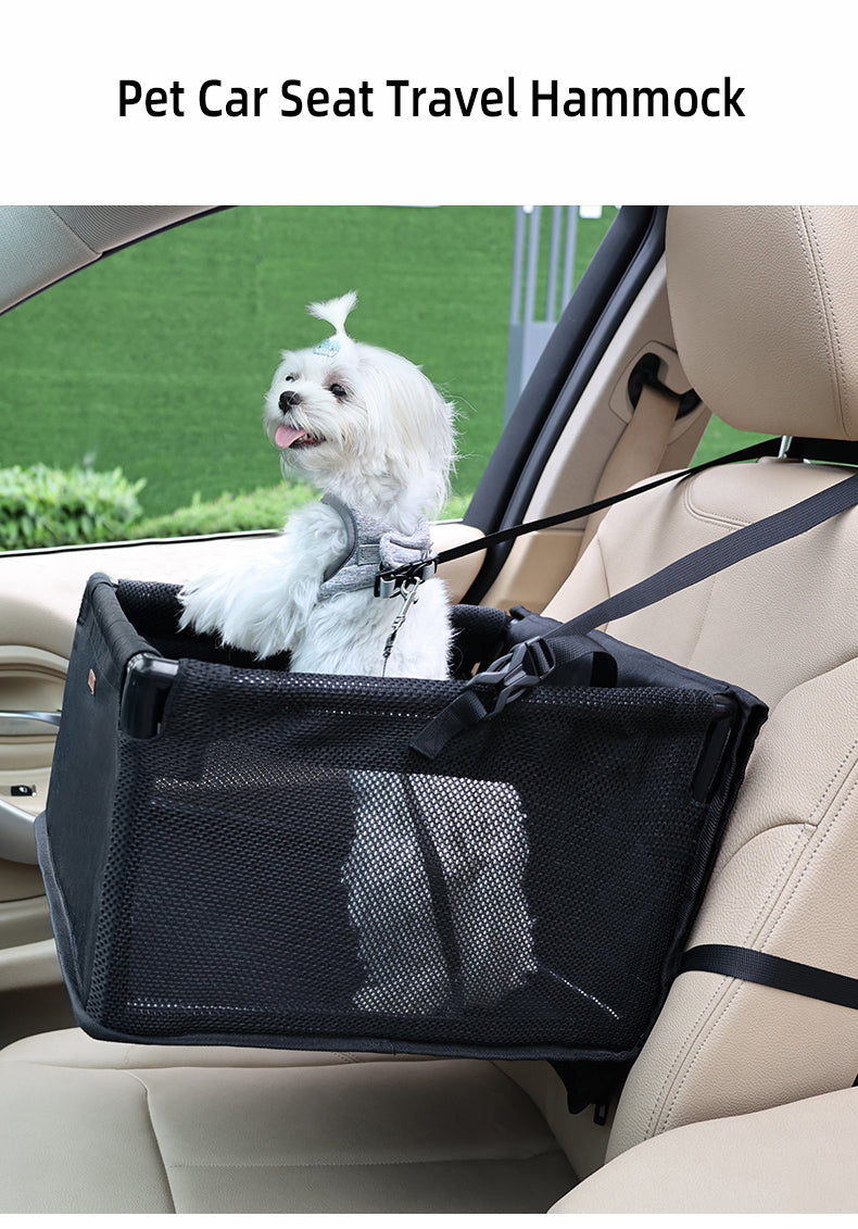 Luxury Dog Car Seat Bed - Reinforced Frame Pet Car Seat Cover for Front and Back Seat - Delicate Leather