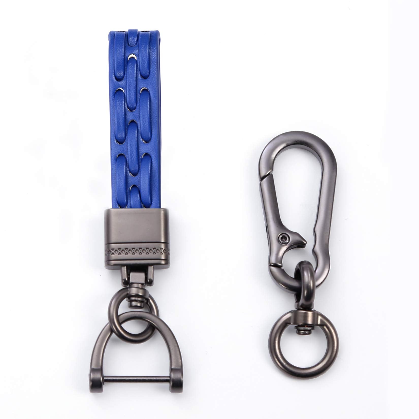Carabiner Key Chain Clip - Super Fiber Keychain Key Ring Clip with Wristlet for Men and Women - Delicate Leather