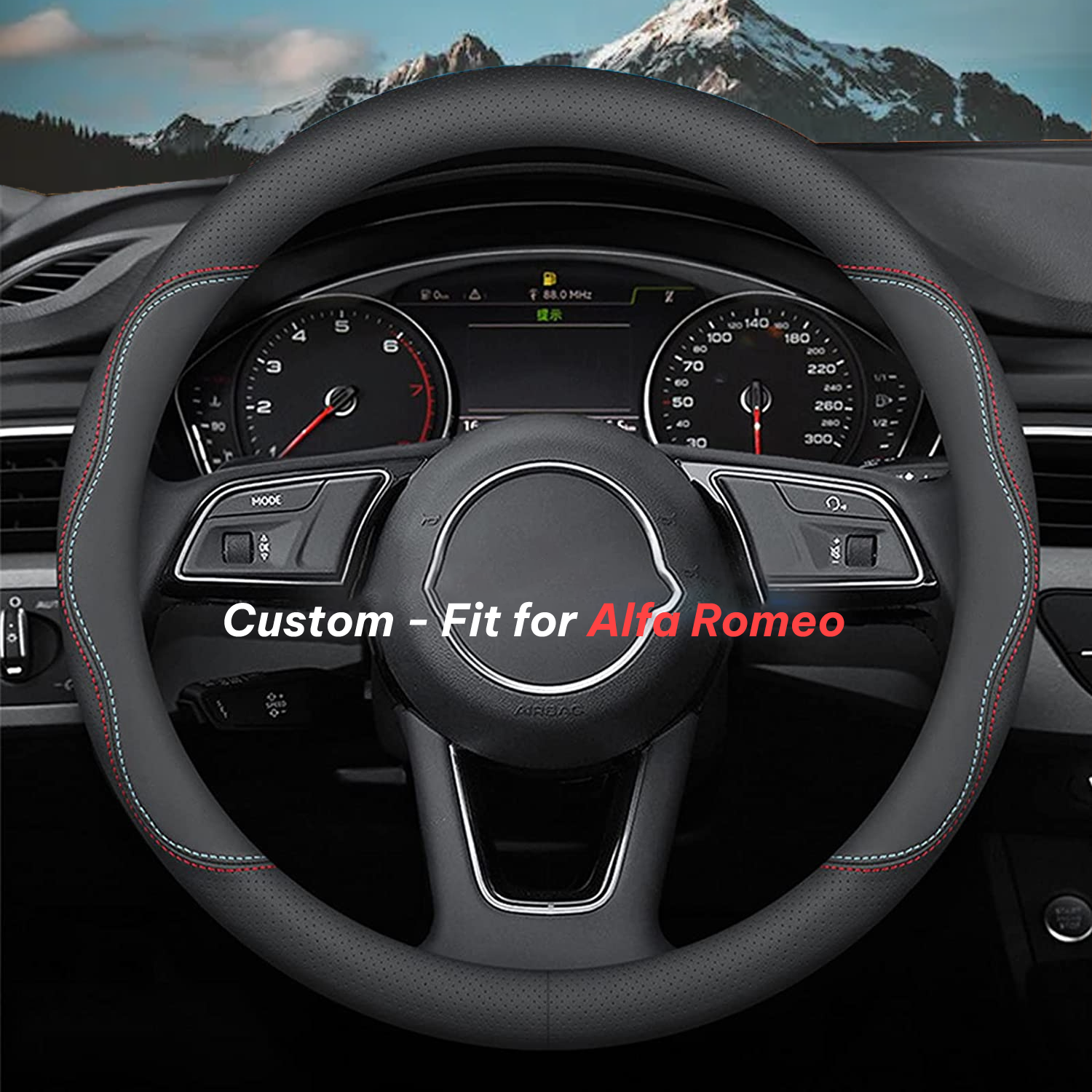 Car Steering Wheel Cover 2024 Update Version, Custom-Fit for Car, Premium Leather Car Steering Wheel Cover with Logo, Car Accessories DLAR222