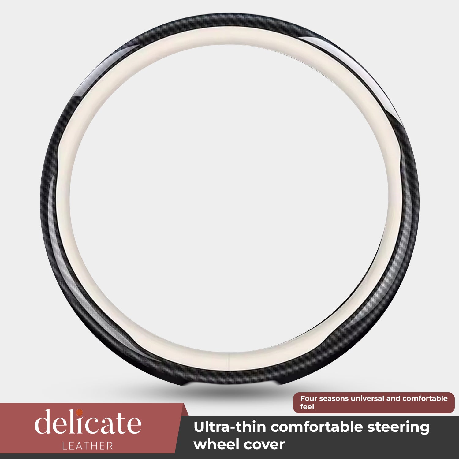 Car Steering Wheel Cover, Custom For Your Cars, Leather Nonslip 3D Carbon Fiber Texture Sport Style Wheel Cover, Interior Modification for All Car Accessories MA18992