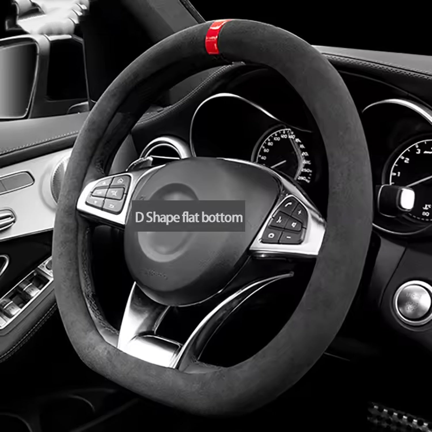 Car Steering Wheel Cover, Soft Suede Steering Wheel Cover – Shining Wheat Design, Fits 37–38cm, Includes 7 Colored Markers, Safety, Soft, Breathable, Heavy Duty, Thick, Full Surround, Sports Style, Car Accessories