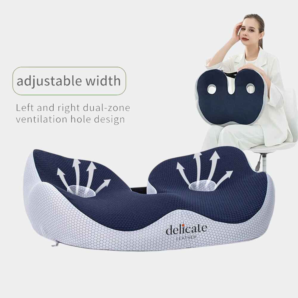 Memory Foam Sit Bone Cushion – Ergonomic Support for Long Sitting - Delicate Leather