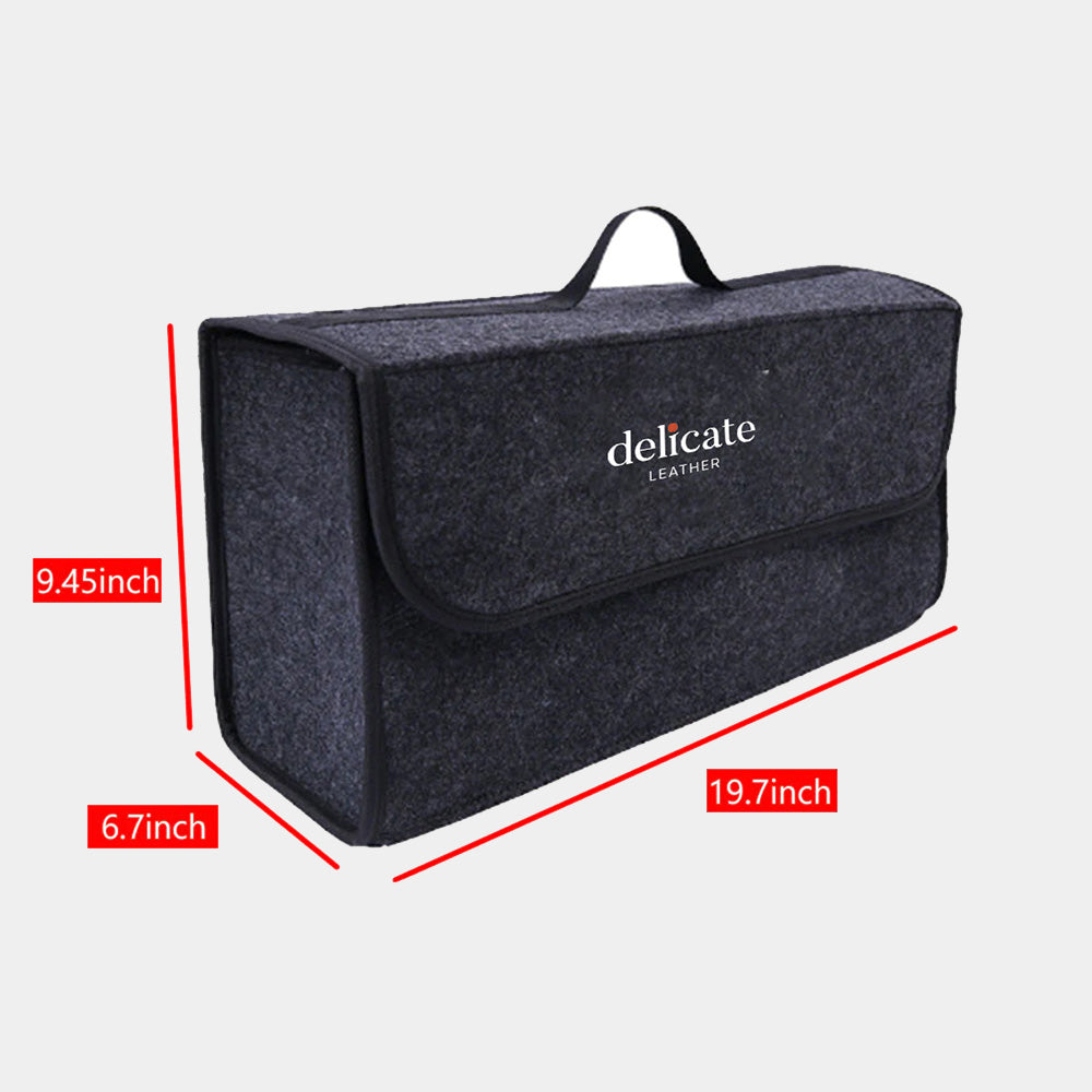 Delicate Leather Soft Felt Car Bag Organizer Folding Car Storage Box Non Slip Fireproof Car Trunk Organizer, Custom For Your Cars, Car Accessories CC12990