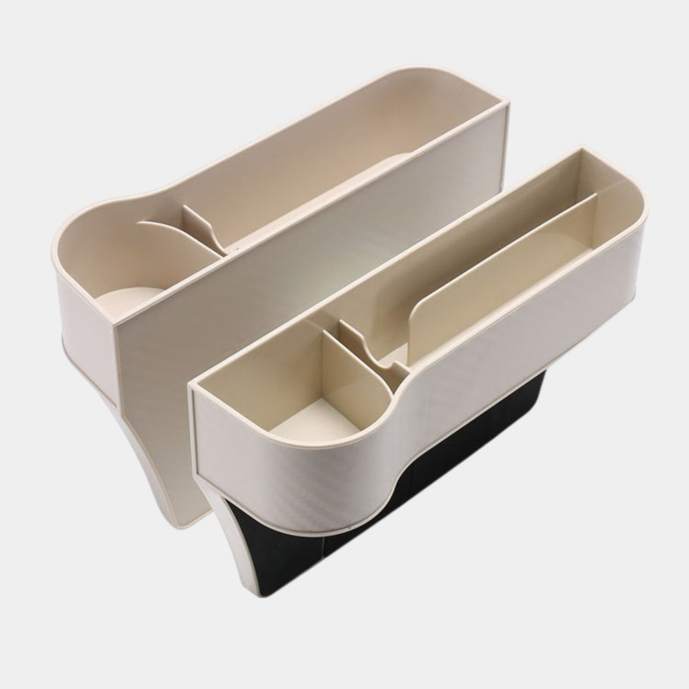 Car Seat Gap Filler Organizer, Custom Fir For Your Cars, Auto Car Console Gap Filler Organizer - Waterproof Plastic Storage with Phone and Cup Holder - Delicate Leather