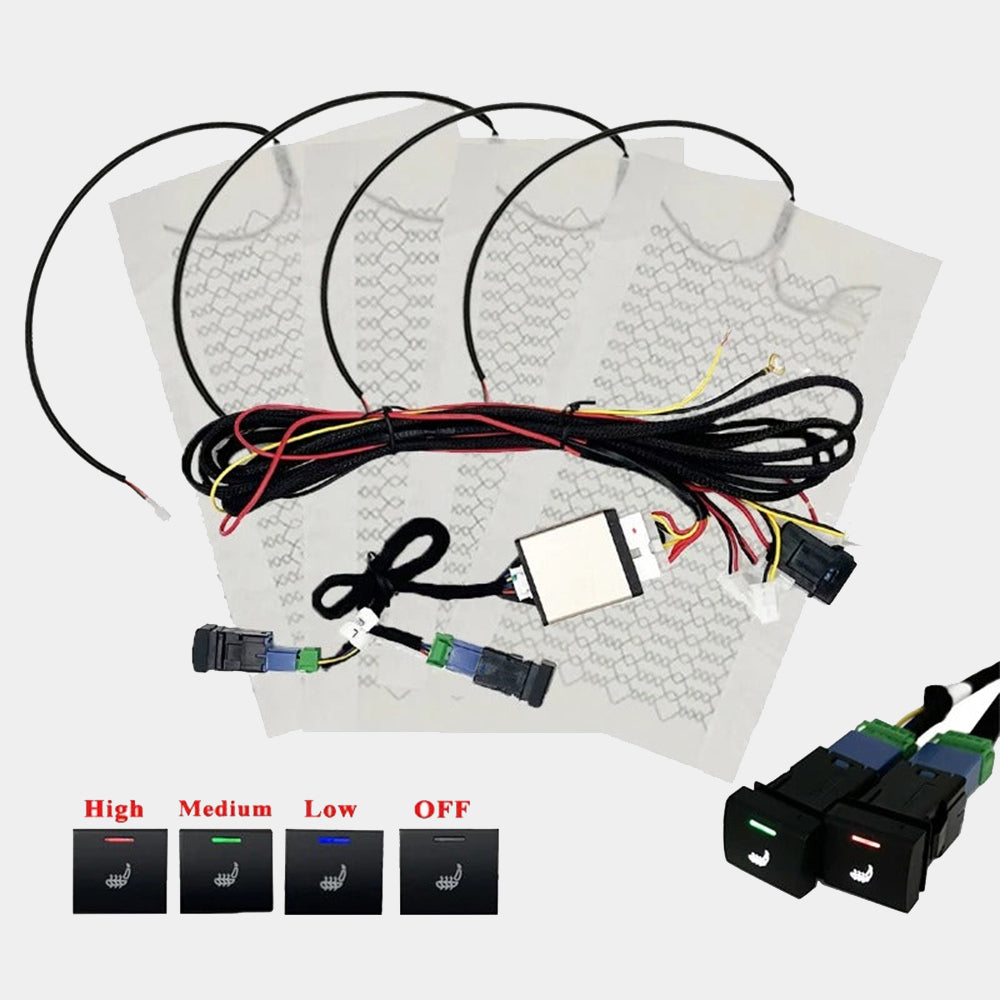 Car Seat Heater Kit for 2 Seats - Carbon Fiber/Alloy Wire Heating Pads with 3-Level Switch
