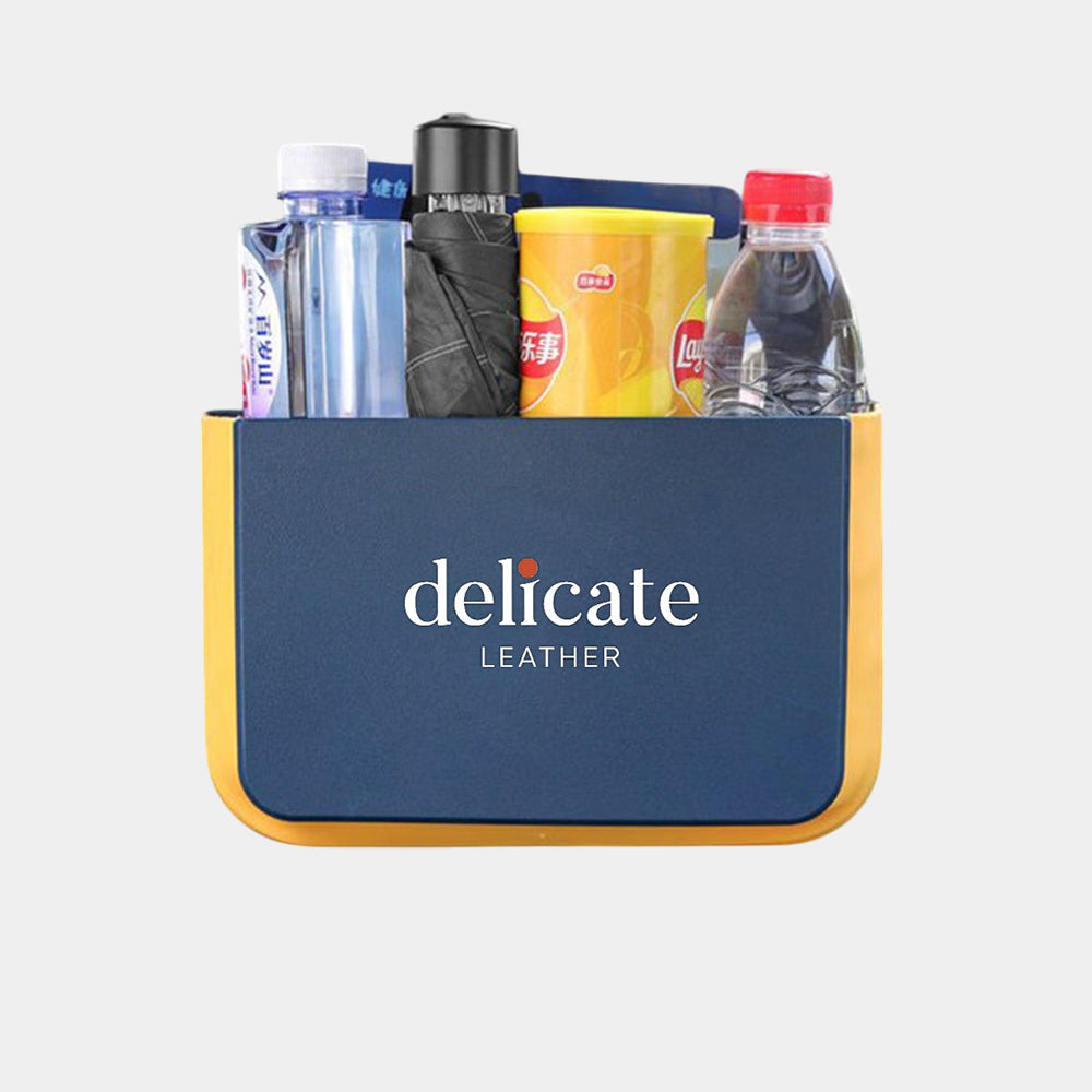 Delicate Leather Hanging Waterproof Car Trash can-Foldable, Custom For Your Cars, Waterproof, and Equipped with Cup Holders and Trays. Multi-Purpose, Car Accessories CC11992