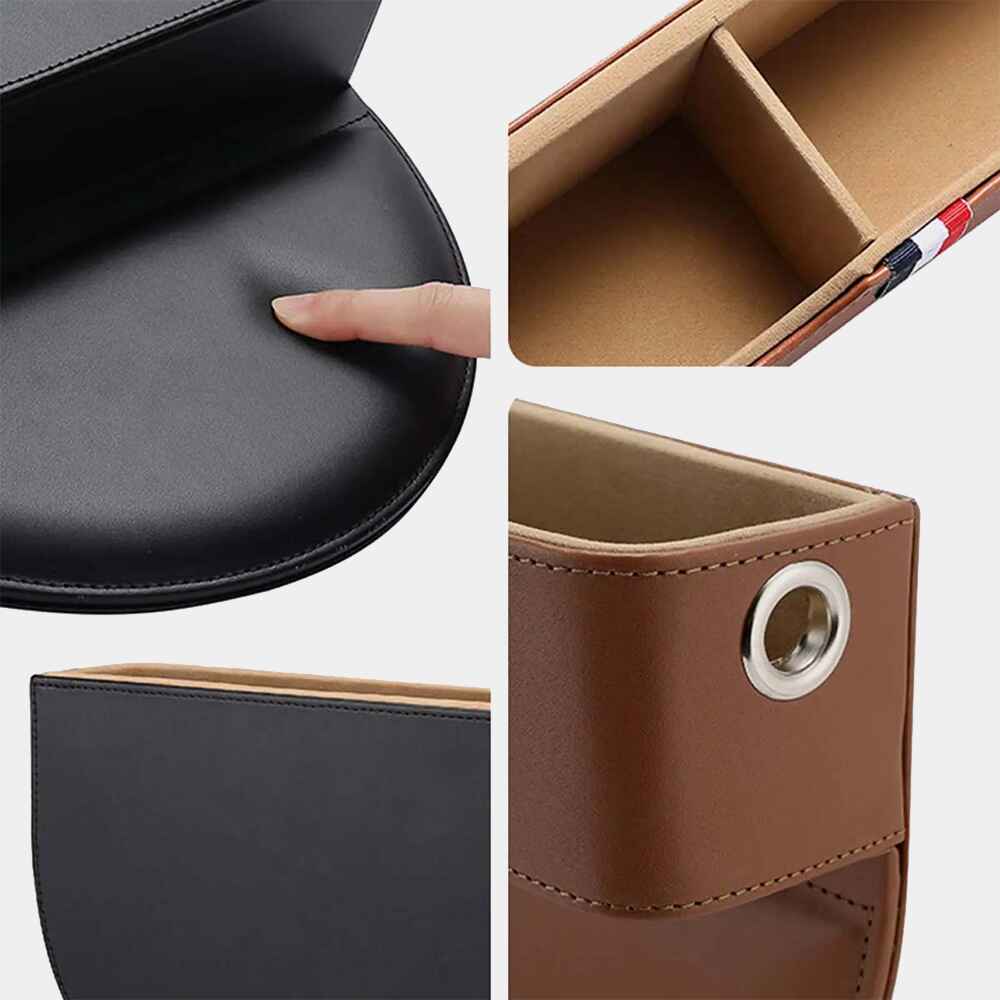 Car Seat Gap Filler Organizer, Custom Fit For Your Cars, Multifunctional PU Leather Console Side Pocket Organizer for Cellphones, Cards, Wallets, Keys - Delicate Leather