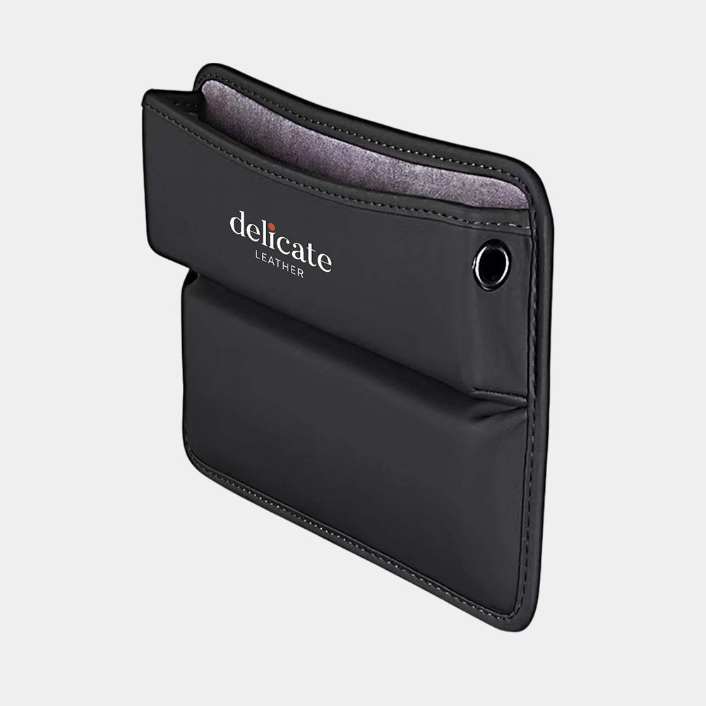 Delicate Leather Car Seat Gap Filler Organizer, Multifunctional PU Leather Console Side Pocket Organizer for Cellphones, Cards, Wallets, Keys - Delicate Leather