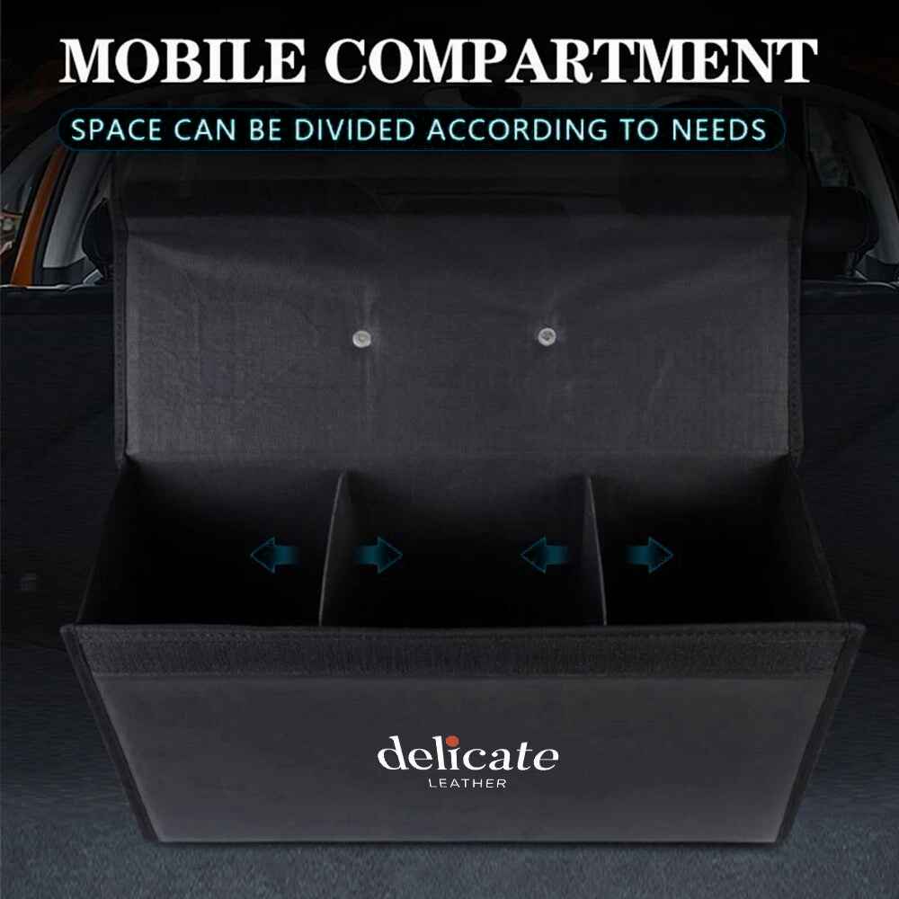 Delicate Leather Foldable Trunk Storage Luggage Organizer Box, Custom For Cars, Portable Car Storage Box Bin SUV Van Cargo Carrier Caddy for Shopping, Camping Picnic, Home Garage, Car Accessories CH12996 - Delicate Leather