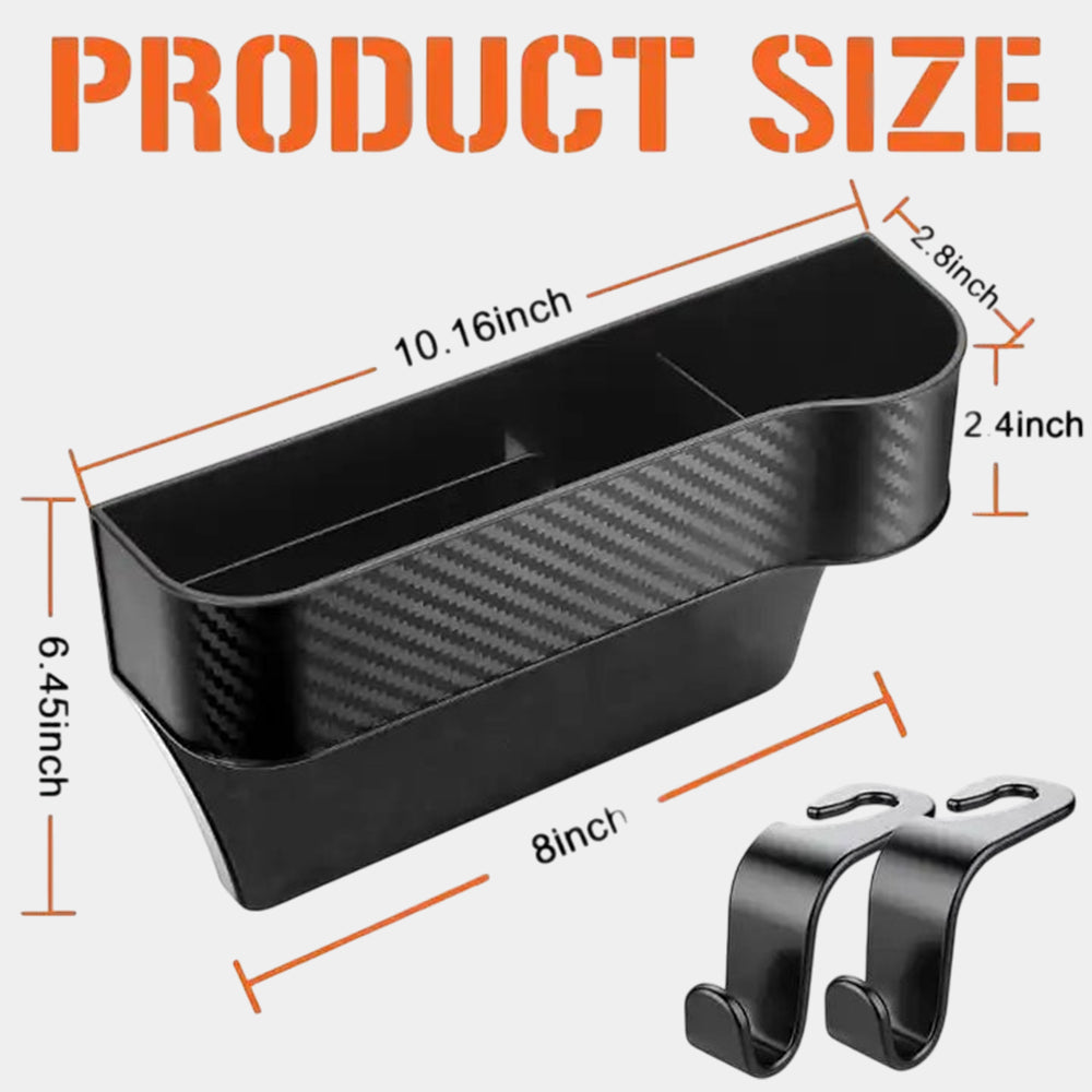 Car Seat Gap Filler Organizer, Custom Fir For Your Cars, Auto Car Console Gap Filler Organizer - Waterproof Plastic Storage with Phone and Cup Holder - Delicate Leather