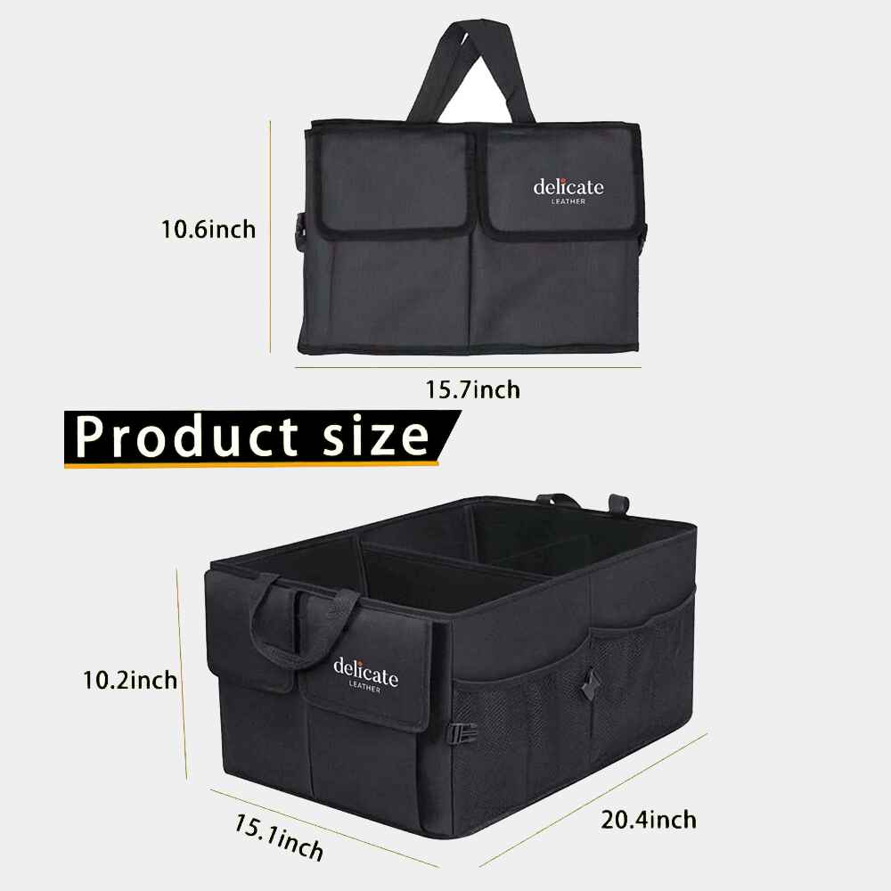 Delicate Leather Car Trunk Organizer, Custom For Cars, Foldable Car Trunk Storage Box, Storage Bag, Waterproof, Dust-proof, Stain-Resistant, Car Accessories VE12997