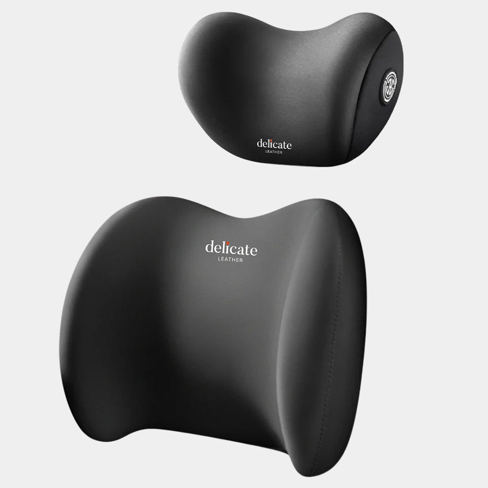 Delicate Leather Neck Pillow, Memory Foam Cervical Car Seat Headrest Neck Rest Cushion for Driving Seat Auto Head Rest Neck Support - Delicate Leather