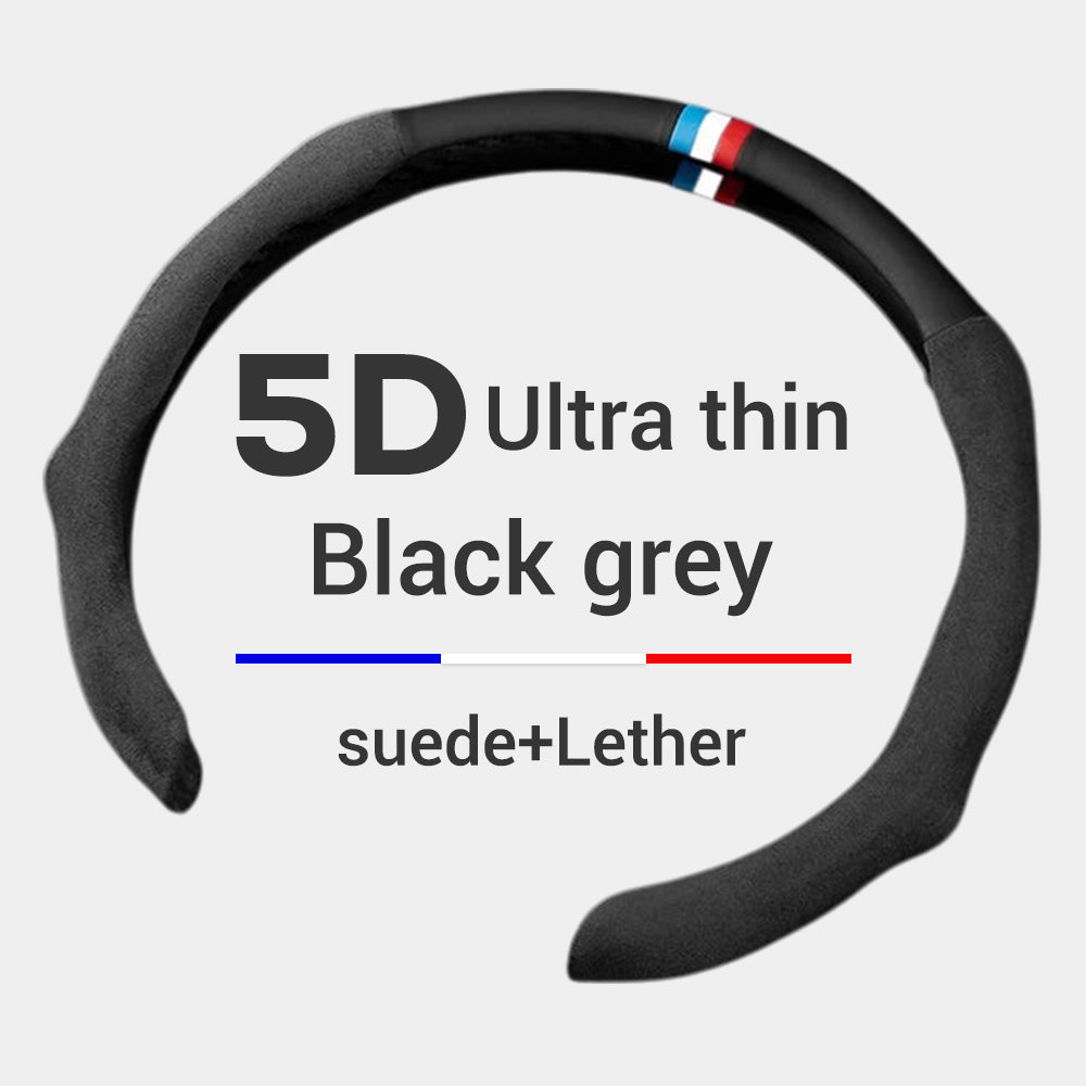 5D Universal Car Steering Wheel Cover - Non-slip Car Styling for Car Accessories - Delicate Leather