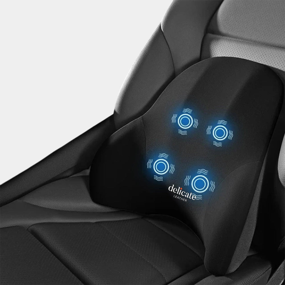 Delicate Leather Car Massage Neck Pillow, Car Seat Headrest Neck Rest Cushion for Driving Seat Auto Vibrating Massage Seat Neck Head Waist Back Cushion for Car and Office