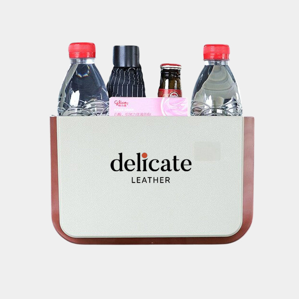 Delicate Leather Hanging Waterproof Car Trash can-Foldable, Custom For Your Cars, Waterproof, and Equipped with Cup Holders and Trays. Multi-Purpose, Car Accessories CC11992