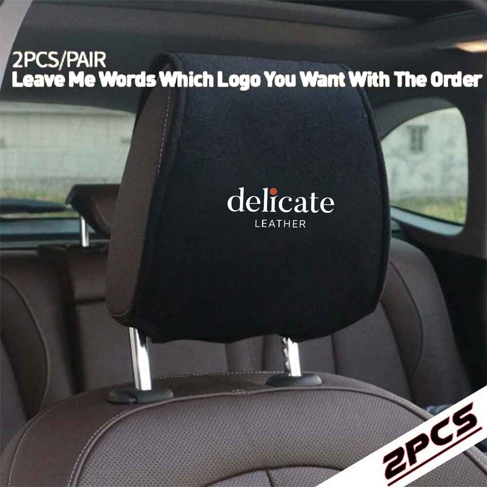 Delicate Leather Car Seat Headrest Cover Breathable Flexible Headrest Covers Velcro Auto Headrest Covers Universal Fit, Custom For Your Cars, Car Accessories CA13998