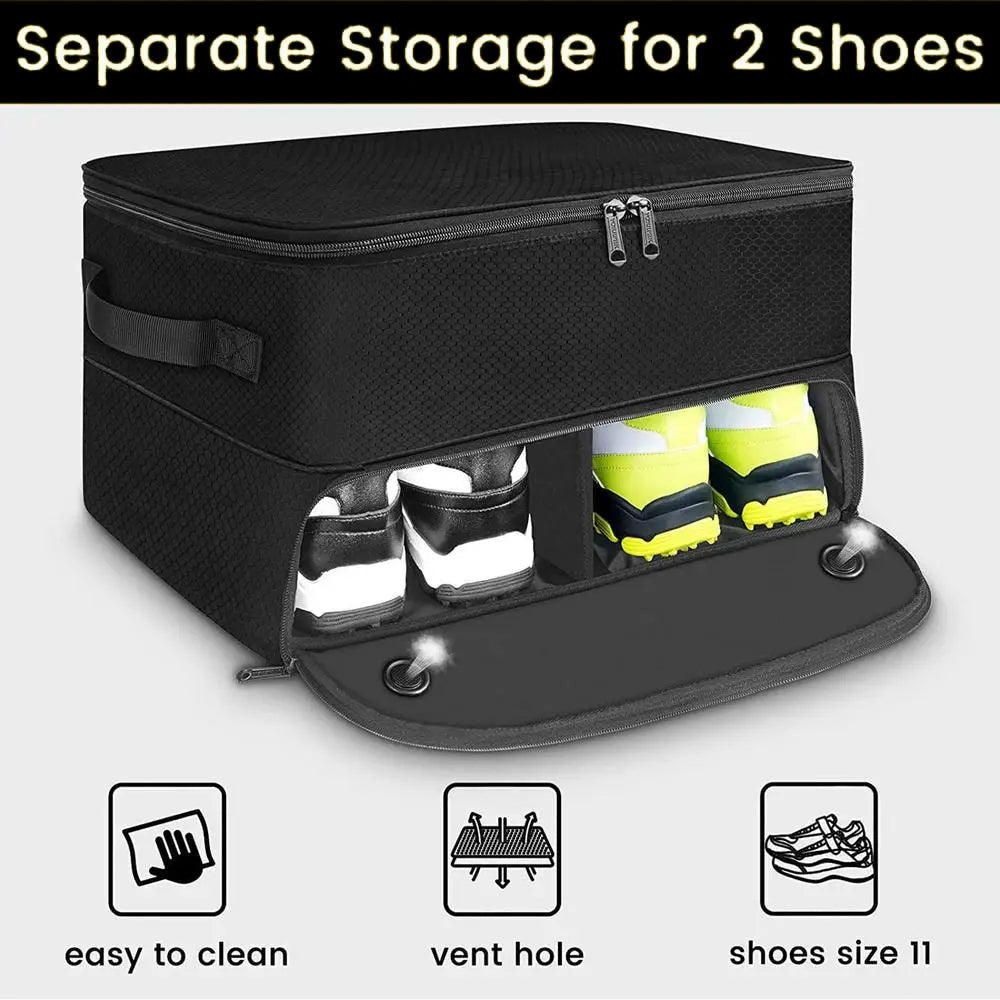 2 Layer Golf Trunk Organizer, Waterproof Car Golf Locker for 2 Pair Shoes, Durable Golf Trunk Organizer for Clothes and Other Golf Accessories, Golf Gifts