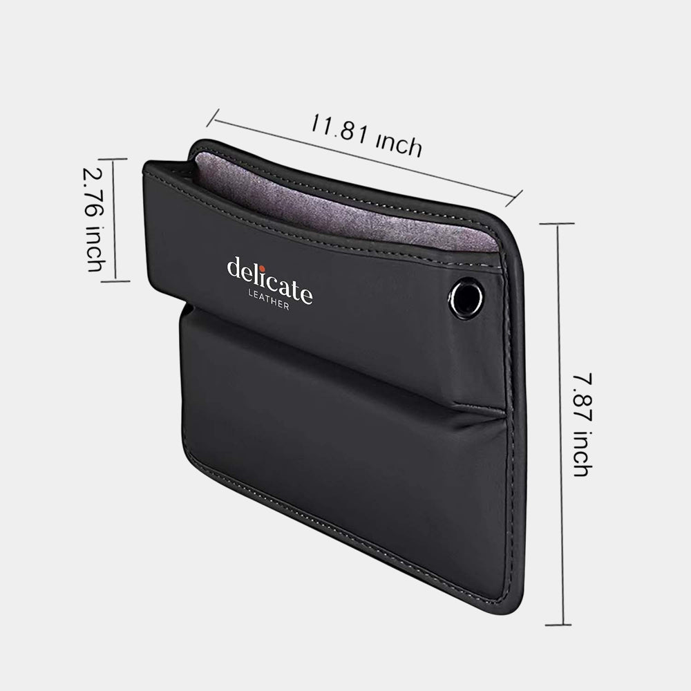 Honda Car Seat Gap Filler Organizer – PU Leather Console Side Pocket, Slim Storage for Phones, Cards & Keys - Delicate Leather