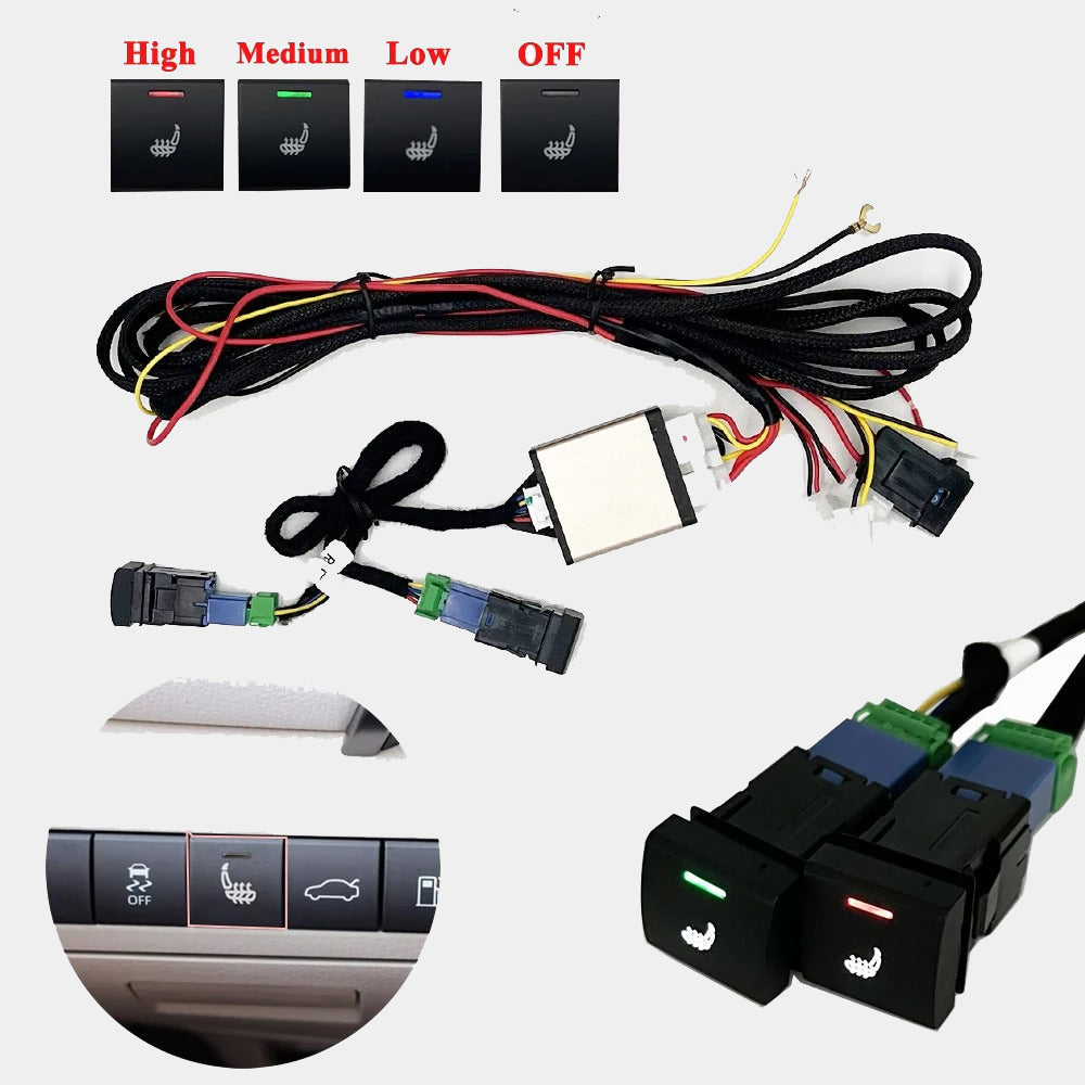 Car Seat Heater Kit for 2 Seats - Carbon Fiber/Alloy Wire Heating Pads with 3-Level Switch