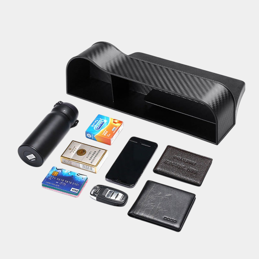 Car Seat Gap Filler Organizer, Custom Fir For Your Cars, Auto Car Console Gap Filler Organizer - Waterproof Plastic Storage with Phone and Cup Holder - Delicate Leather