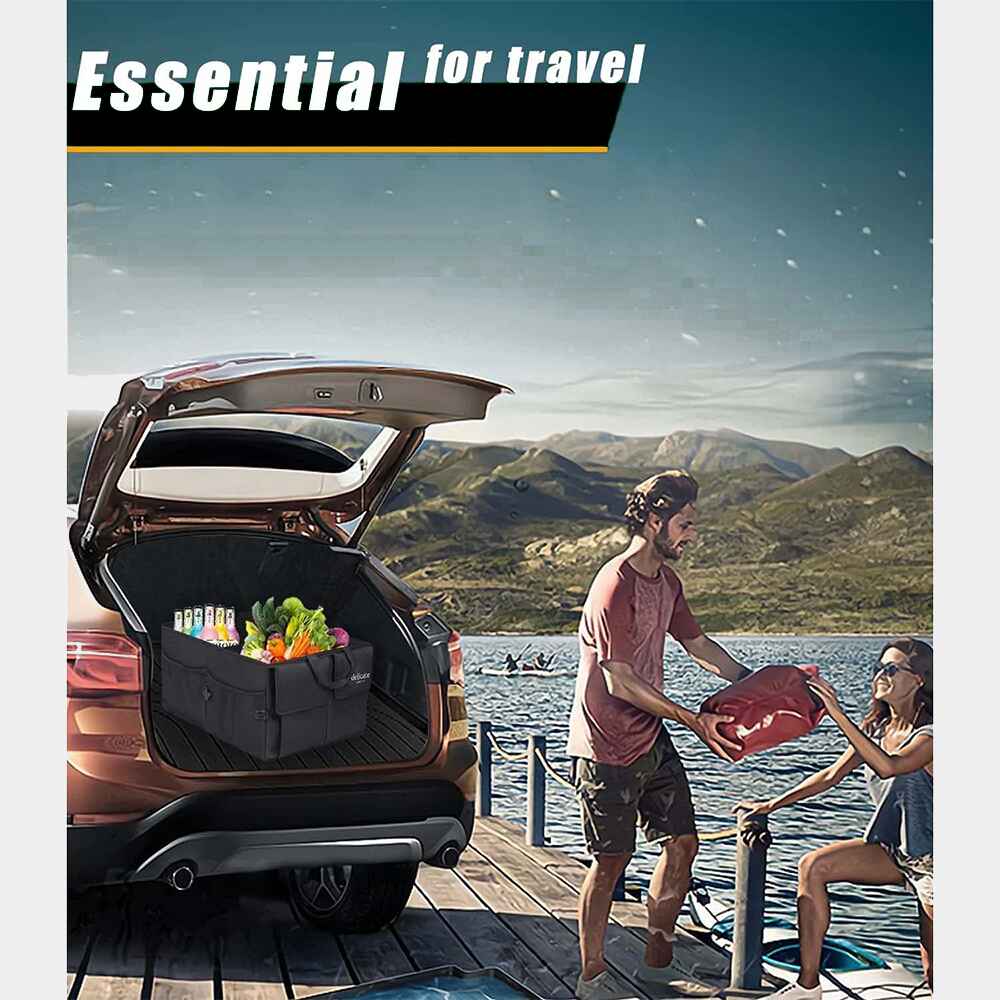 Delicate Leather Car Trunk Organizer, Custom For Cars, Foldable Car Trunk Storage Box, Storage Bag, Waterproof, Dust-proof, Stain-Resistant, Car Accessories VE12997