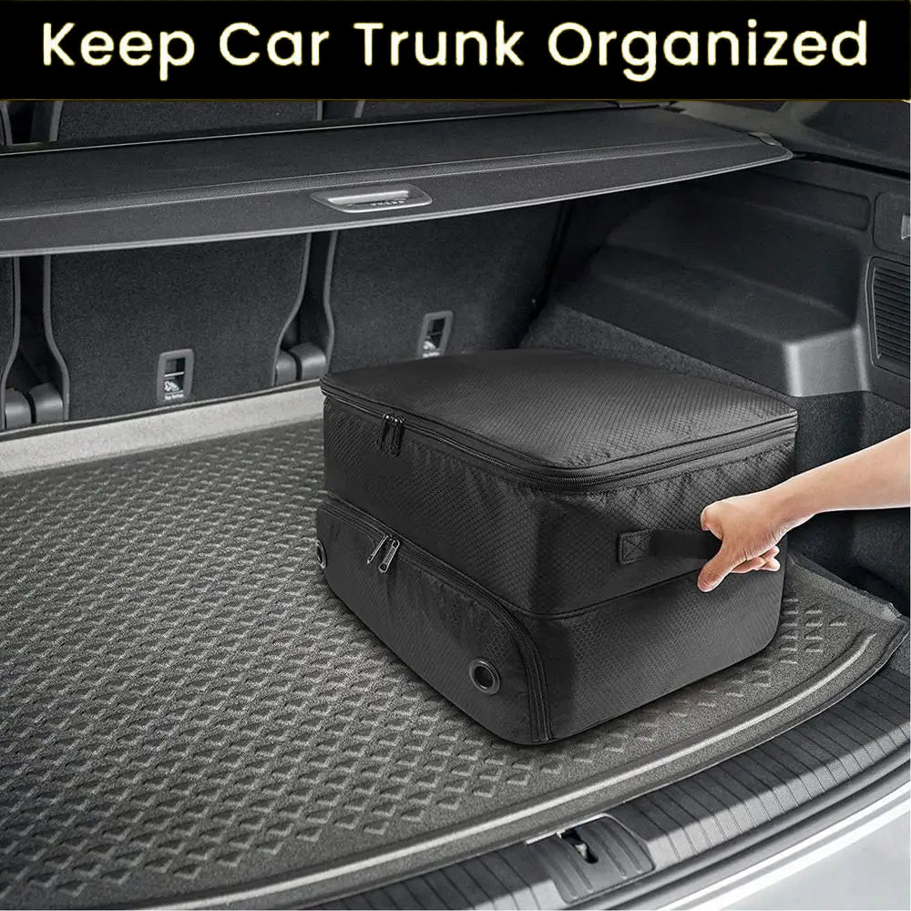 2 Layer Golf Trunk Organizer, Waterproof Car Golf Locker for 2 Pair Shoes, Durable Golf Trunk Organizer for Clothes and Other Golf Accessories, Golf Gifts