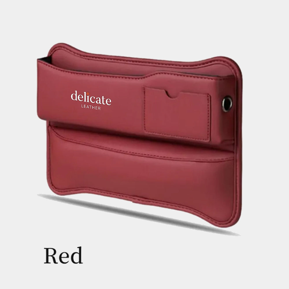 Car Seat Gap Filler Organizer, Custom For Your Cars, Multifunctional PU Leather Console Side Pocket Organizer for Cellphones, Cards, Wallets, Keys - Delicate Leather