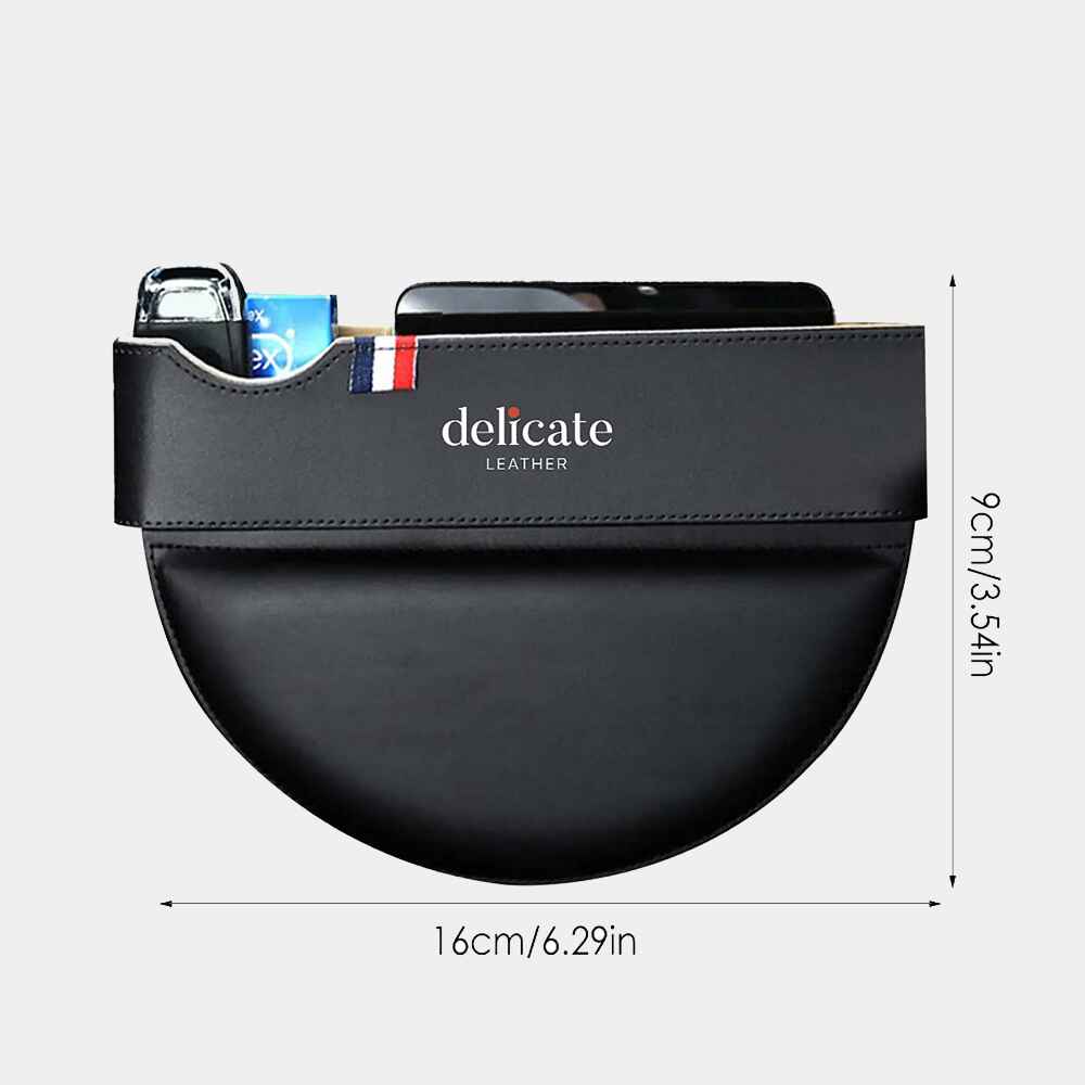 Car Seat Gap Filler Organizer, Custom Fit For Your Cars, Multifunctional PU Leather Console Side Pocket Organizer for Cellphones, Cards, Wallets, Keys - Delicate Leather