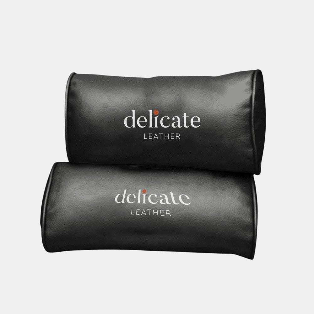 Custom Text and Logo Neck Pillow, Fit with all car, Car Seat Headrest Neck Rest Cushion for Driving Seat Auto Head Rest Neck Support - Delicate Leather