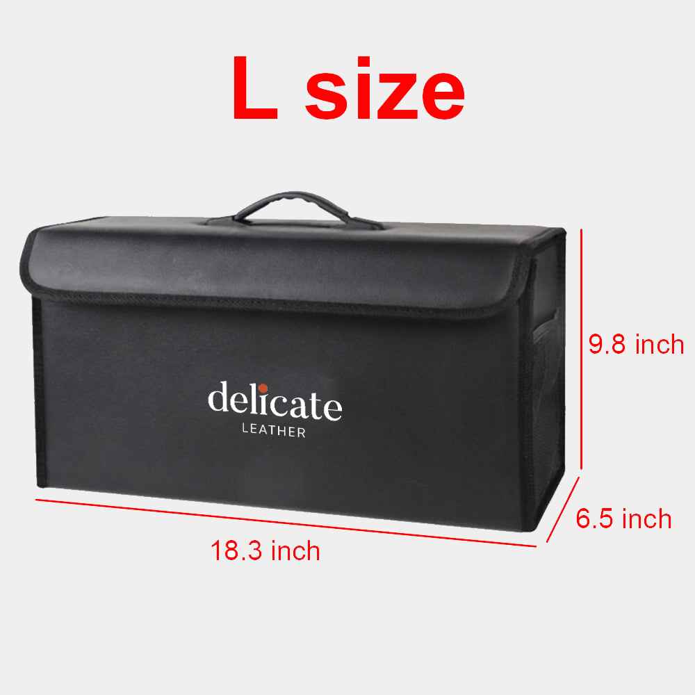 Delicate Leather Foldable Trunk Storage Luggage Organizer Box, Custom For Cars, Portable Car Storage Box Bin SUV Van Cargo Carrier Caddy for Shopping, Camping Picnic, Home Garage, Car Accessories CH12996 - Delicate Leather