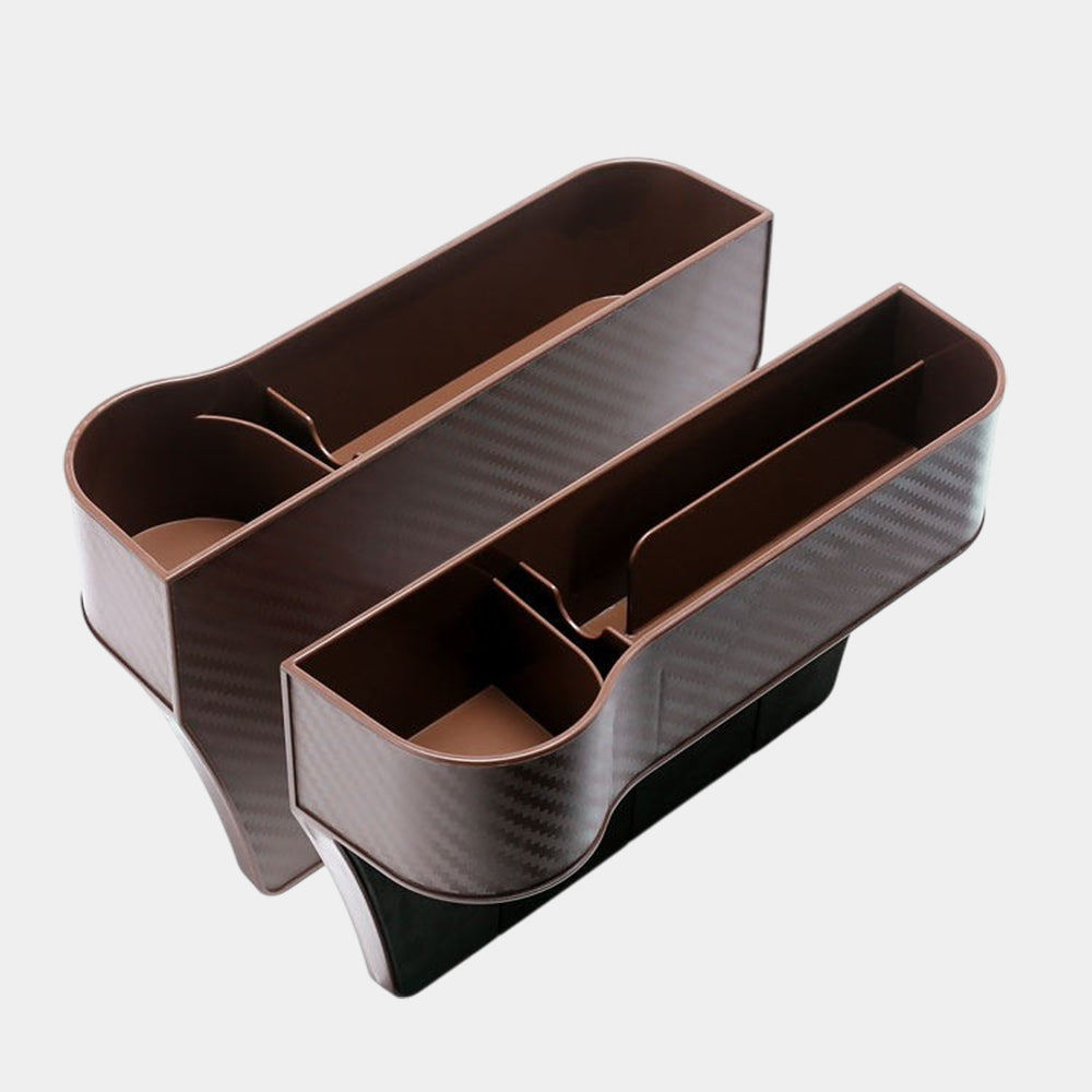 Car Seat Gap Filler Organizer, Custom Fir For Your Cars, Auto Car Console Gap Filler Organizer - Waterproof Plastic Storage with Phone and Cup Holder - Delicate Leather