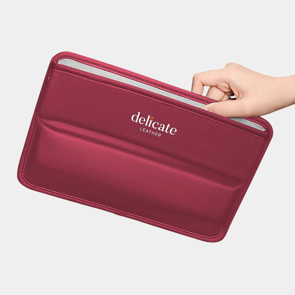 Car Seat Gap Filler Organizer, Custom Fit For Your Cars, Multifunctional PU Leather Console Side Pocket Organizer for Cellphones, Cards, Wallets, Keys - Delicate Leather