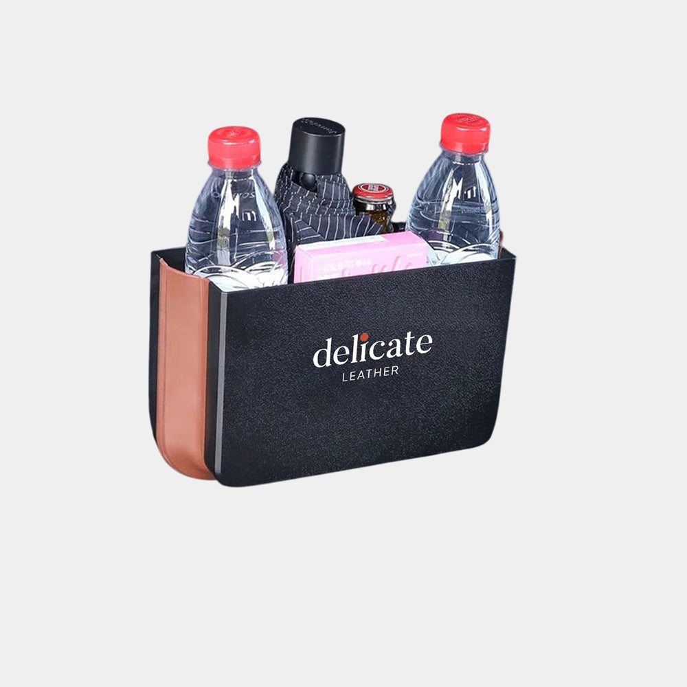 Delicate Leather Hanging Waterproof Car Trash can-Foldable, Custom For Your Cars, Waterproof, and Equipped with Cup Holders and Trays. Multi-Purpose, Car Accessories CC11992