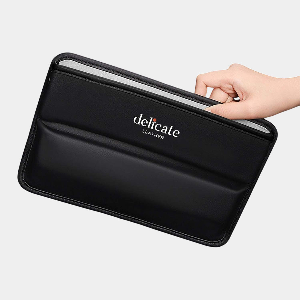 Delicate Leather Car Seat Gap Filler Organizer, Multifunctional PU Leather Console Side Pocket Organizer for Cellphones, Cards, Wallets, Keys - Delicate Leather