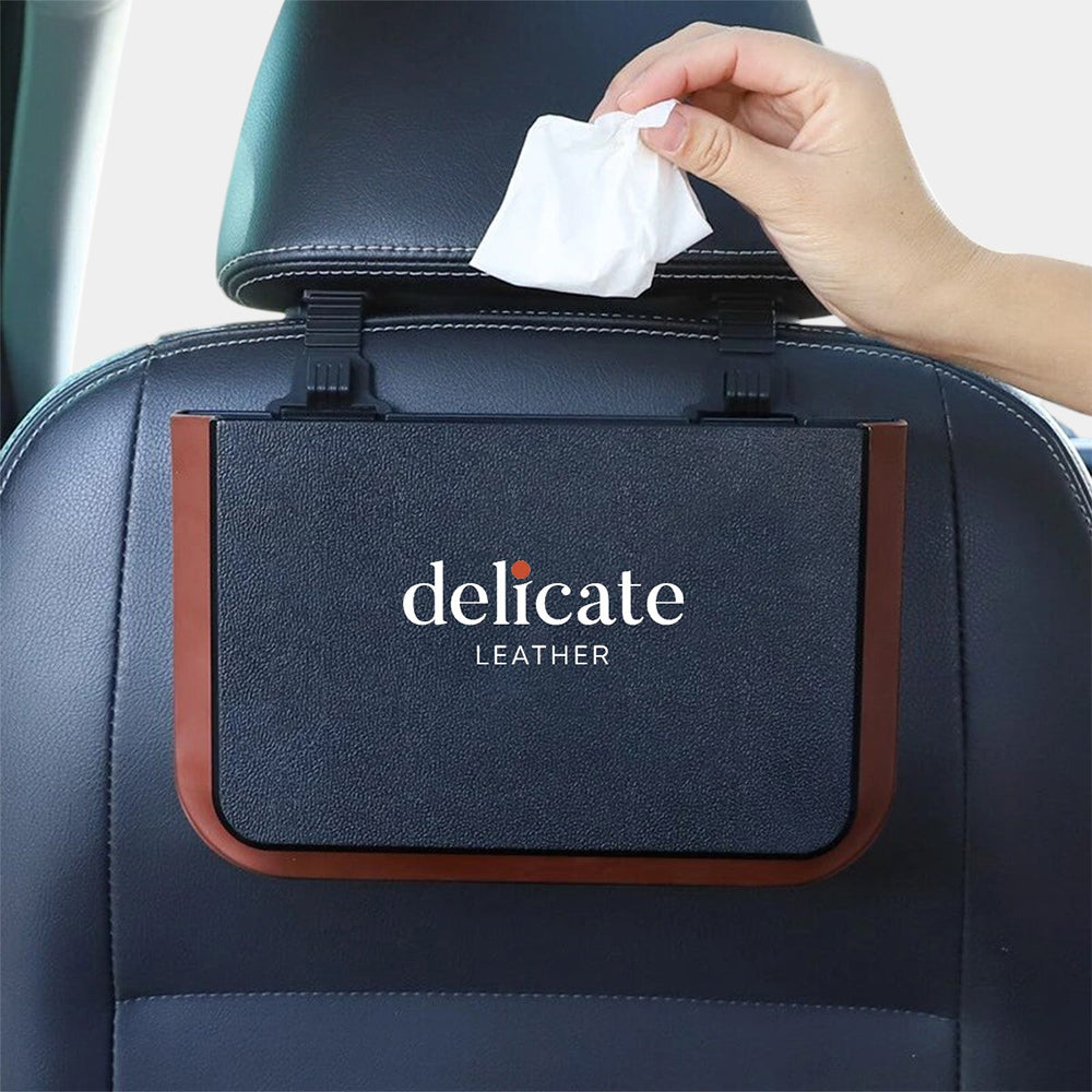 Delicate Leather Hanging Waterproof Car Trash can-Foldable, Custom For Your Cars, Waterproof, and Equipped with Cup Holders and Trays. Multi-Purpose, Car Accessories CC11992