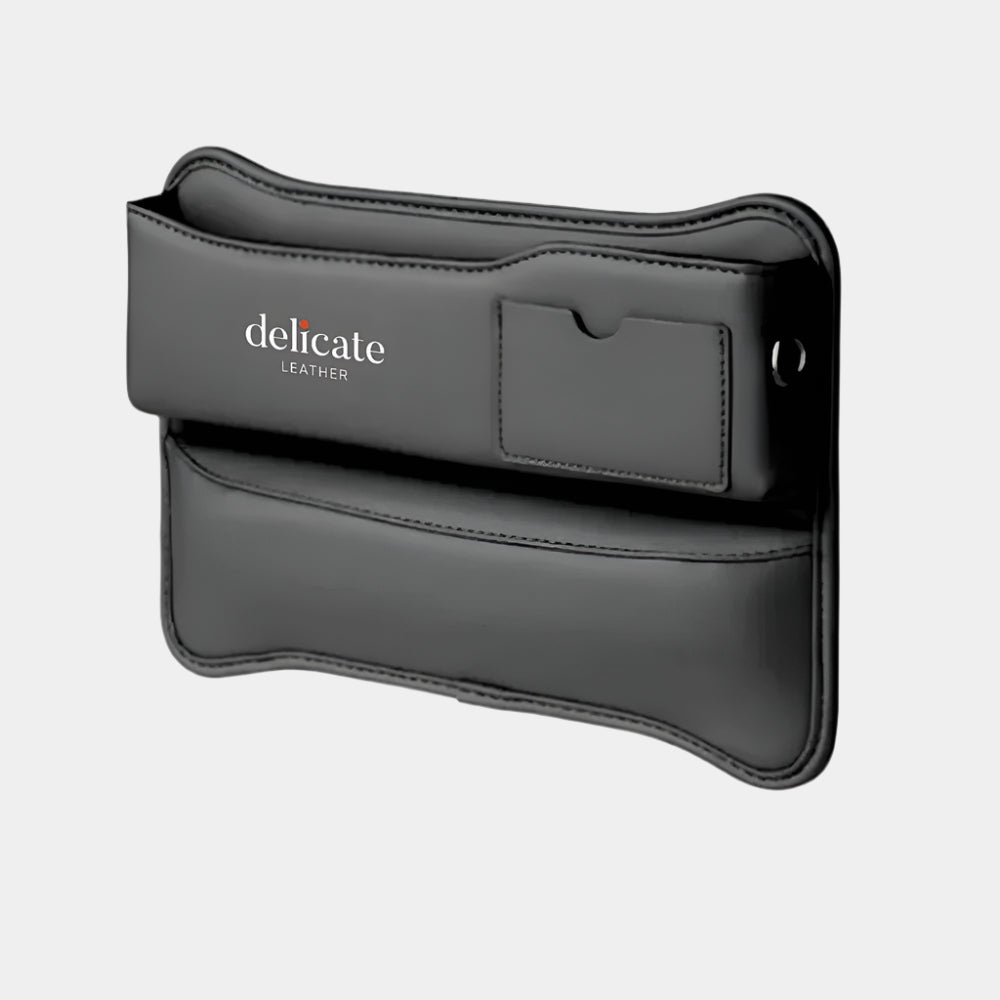 Car Seat Gap Filler Organizer, Custom For Your Cars, Multifunctional PU Leather Console Side Pocket Organizer for Cellphones, Cards, Wallets, Keys - Delicate Leather