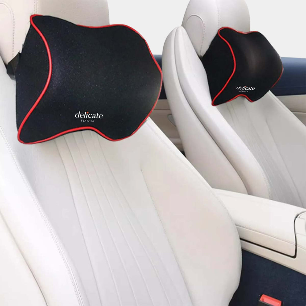Delicate Leather Neck Pillow, Fit with all car, Car Seat Headrest Neck Rest Cushion for Driving Seat Auto Head Rest Neck Support